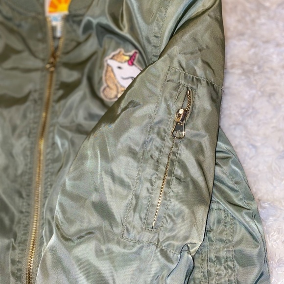 C&C California girls size 14 Olive green jacket with patches - Picture 4 of 7